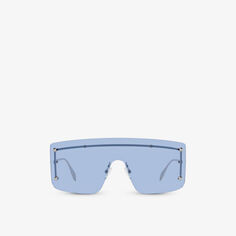 AM0412S солнцезащитные очки в металлической оправе Alexander Mcqueen, серебряный