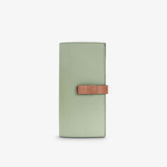 Большой вертикальный кожаный кошелек Loewe, цвет rosemary/tan