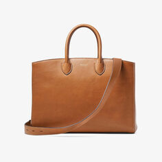 Кожаная сумка-тоут Madison с логотипом Aspinal Of London, цвет tan