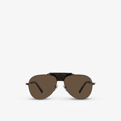 Солнцезащитные очки-авиаторы BV5061Q в металлической оправе Bvlgari, коричневый