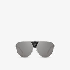 Солнцезащитные очки PR 69ZS в металлической оправе Prada, серебряный