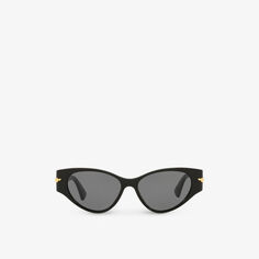 Солнцезащитные очки BV1002S из ацетата кошачьего глаза Bottega Veneta, черный