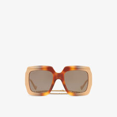 Солнцезащитные очки GG1022S в квадратной оправе из ацетата ацетата Gucci, коричневый