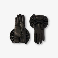 Кожаные перчатки Minnie Massive с бантом Paula Rowan, черный