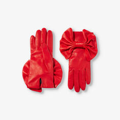Кожаные перчатки Minnie Massive на шелковой подкладке Paula Rowan, красный