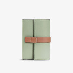 Маленький вертикальный кожаный кошелек Loewe, цвет rosemary/tan