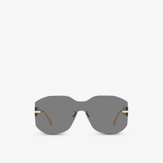 FN000635 FE40067U солнцезащитные очки в металлической прямоугольной оправе с затемненными линзами Fendi, желтый
