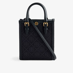 Сумка-тоут из смесового хлопка с монограммой Tory Burch, черный