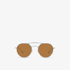 OV1309ST Солнцезащитные очки Reymont в титановой круглой оправе Oliver Peoples, серебряный