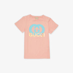 Футболка из хлопкового джерси с логотипом 4–12 лет Gucci, розовый
