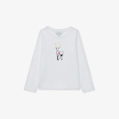 Хлопковая футболка Marli с принтом «олени» и длинными рукавами Reiss, белый