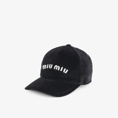 Велюровая кепка с фирменной вышивкой Miu Miu, цвет nero+bianco