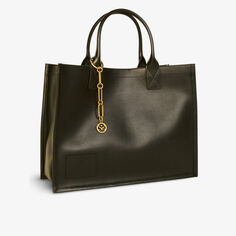 Кожаная сумка-тоут Kasbhcuir с тисненой нашивкой Sandro, цвет noir / gris