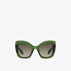 AM0412S солнцезащитные очки из ацетата в оправе-бабочке Alexander Mcqueen, зеленый