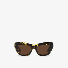 BV1218S солнцезащитные очки в квадратной оправе из ацетата черепаховой расцветки Bottega Veneta, коричневый