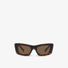 Солнцезащитные очки PR 13ZS из ацетата кошачьего глаза Prada, коричневый