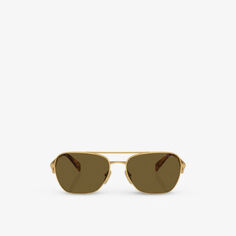 Солнцезащитные очки PR A50S в металлической оправе-авиаторе Prada, желтый