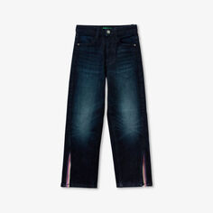 Прямые джинсы из эластичного денима с разрезом по бокам 6–14 лет Benetton, синий