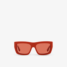 Солнцезащитные очки BV1178S прямоугольной формы из ацетата ацетата Bottega Veneta, оранжевый
