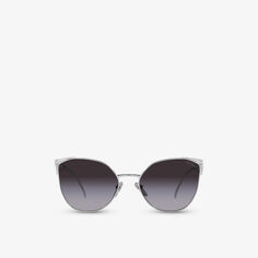 Солнцезащитные очки PR 50ZS в металлической оправе «кошачий глаз» Prada, серебряный