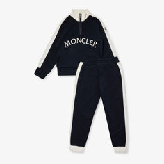 Хлопковый спортивный костюм с текстовым принтом и логотипом для 4–10 лет Moncler, цвет aqua