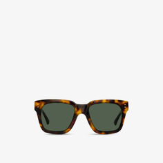 Солнцезащитные очки Max C95 в квадратной оправе из ацетата и титана с позолотой 22 карата Linda Farrow, зеленый