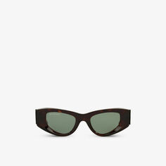 BB0243S солнцезащитные очки из ацетата черепаховой расцветки «кошачий глаз» Balenciaga, коричневый