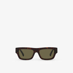 GC002051 GG1301S солнцезащитные очки из ацетата в прямоугольной оправе Gucci, коричневый