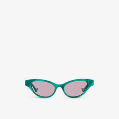 Солнцезащитные очки GG1298S из ацетата кошачьего глаза Gucci, зеленый