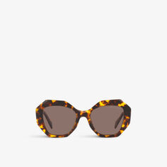 Солнцезащитные очки PR 16WS в неправильной оправе из ацетата Prada, коричневый