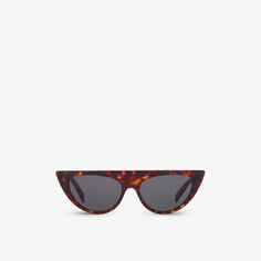 CL000367 CL40228I солнцезащитные очки в прямоугольной оправе из ацетата черепаховой расцветки Celine, коричневый