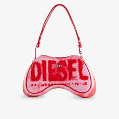 Плетеная сумка на плечо с абстрактным принтом Diesel, розовый