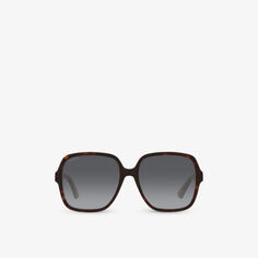 GC001949 GG1189S солнцезащитные очки из ацетата в прямоугольной оправе Gucci, коричневый