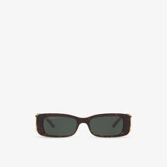 BB0096S солнцезащитные очки из ацетата черепаховой расцветки в квадратной оправе Balenciaga, коричневый