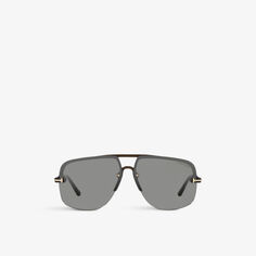 Солнцезащитные очки FT1003 Hugo в ацетатной оправе-авиаторе Tom Ford, коричневый