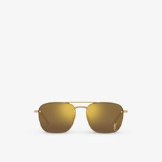 YS000490 SL 309 M солнцезащитные очки в металлической прямоугольной оправе Saint Laurent, желтый