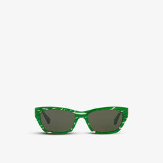 Солнцезащитные очки BV1143S в прямоугольной оправе из ацетата ацетата Bottega Veneta, зеленый