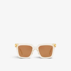 Солнцезащитные очки BV1005S из ацетата в квадратной оправе Bottega Veneta, коричневый