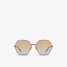 Солнцезащитные очки GG1335S в металлической прямоугольной оправе Gucci, коричневый