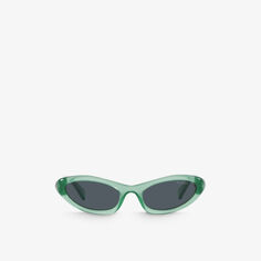 Солнцезащитные очки MU 09YS в овальной оправе из ацетата Miu Miu, синий