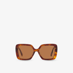 Солнцезащитные очки PS 55YS в квадратной оправе из ацетата Miu Miu, коричневый