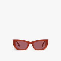 Солнцезащитные очки из ацетата в прямоугольной оправе MU 09WS с фирменным декором Miu Miu, красный
