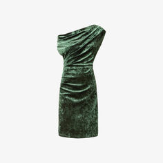 Мини-платье из эластичного бархата с драпировкой и открытыми плечами Ro&amp;Zo, зеленый Ro&Zo