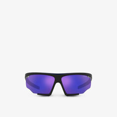 Солнцезащитные очки PR 07YS с затемненными линзами в нейлоновой оправе неправильной формы Prada Linea Rossa, черный