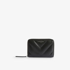 Стеганый кожаный кошелек Answer с тисненым логотипом Claudie Pierlot, цвет noir / gris