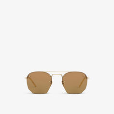 Солнцезащитные очки-авиаторы в металлической оправе без оправы SL422 Saint Laurent, желтый