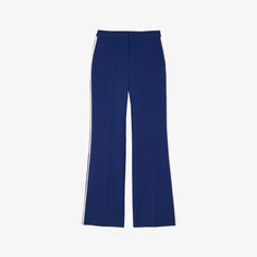 Широкие брюки с высокой посадкой и контрастными полосками из тканого материала Sandro, цвет bleus
