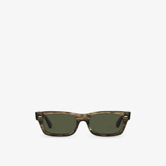 0OV5510SU Солнечные солнцезащитные очки в прямоугольной оправе из ацетата черепаховой расцветки Oliver Peoples, зеленый