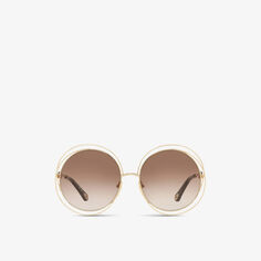 Солнцезащитные очки CH0045S в металлической круглой оправе Chloe, коричневый