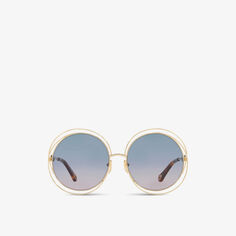 Солнцезащитные очки CH0045S в металлической круглой оправе Chloe, цвет dark